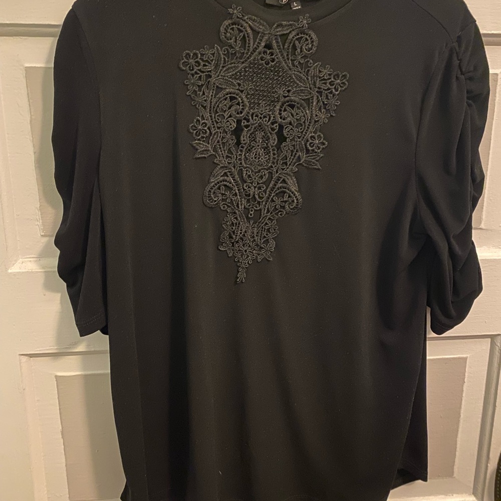 Women's Black Lacey Front Top